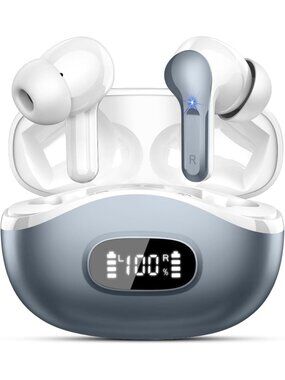 Wireless Grey 5.4 HiFi Stereo Noise Cancelling Mics 48H Ear Bluetooth Earbud